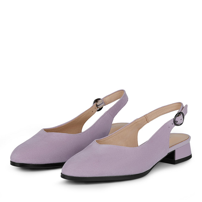 Фиолетовые женские туфли из велюра с открытой пяткой «Саламандер»