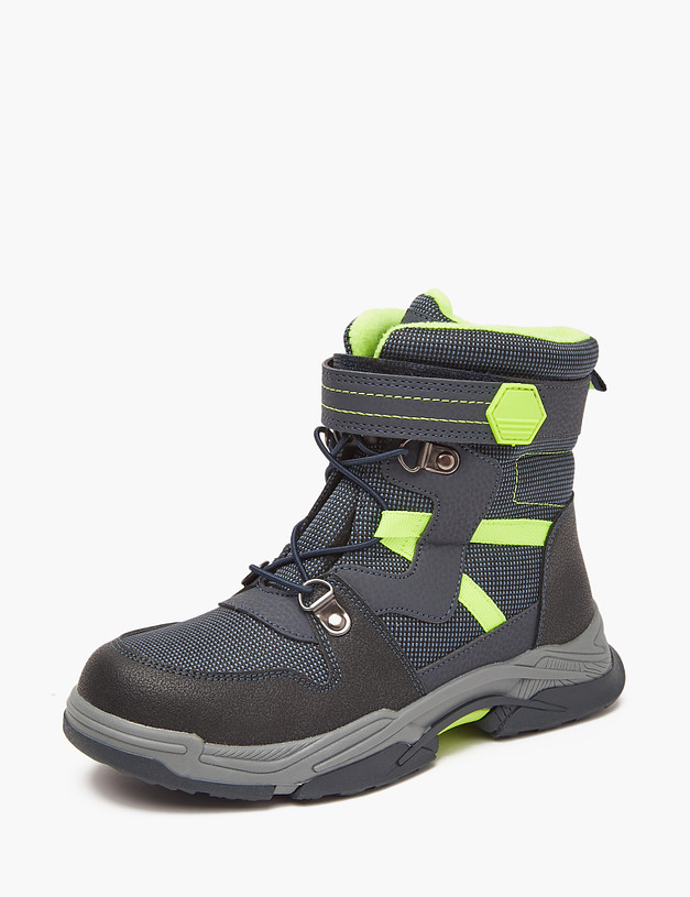 Зимние ботинки для мальчиков с зелеными деталями MASCOTTE 18-320151-0603 | ракурс 3