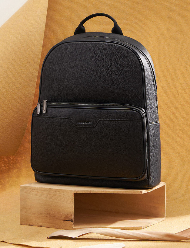Черный кожаный мужской рюкзак MASCOTTE 622-2214-102 | ракурс 2