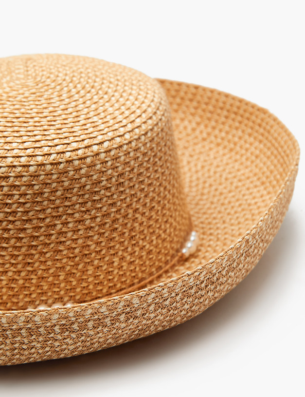 Бежевая женская плетеная шляпа MASCOTTE 783-4101-1009 | ракурс 3
