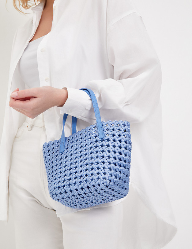 Голубая женская плетеная сумка MASCOTTE 647-4111-203 | ракурс 1