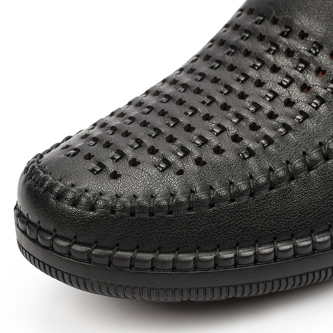 Черные мужские летние полуботинки с перфорацией из кожи MUNZ Shoes