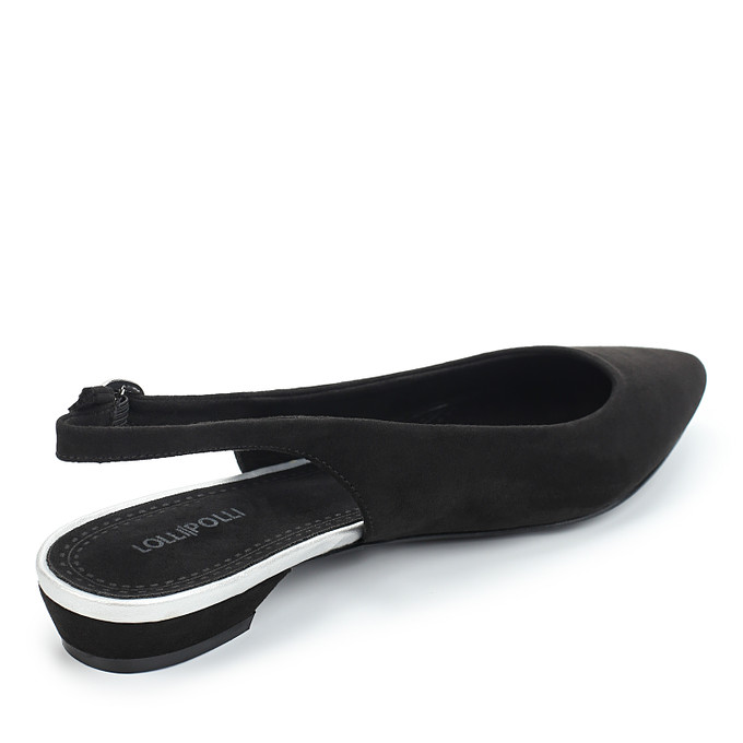 Черные женские туфли с открытой пяткой на небольшом каблуке LOLLI|POLLI