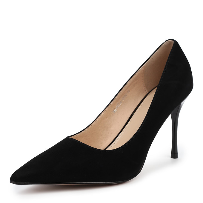 Женские туфли на тонком каблуке черные "Томас Мюнц"