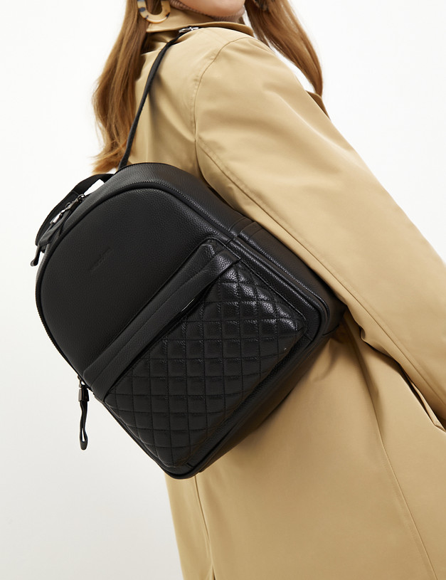 Черный кожаный женский рюкзак MASCOTTE 602-1202-102 | ракурс 1