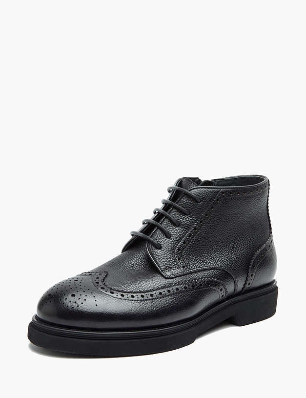 Черные мужские ботинки с перфорацией MASCOTTE 175-322824-0102 | ракурс 2