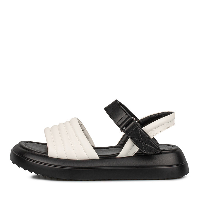 Женские кожаные сандалии черно-белого цвета LOLLI|POLLI