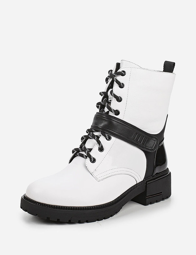 Белые женские ботинки из кожи MASCOTTE 99-022231-0101 | ракурс 3