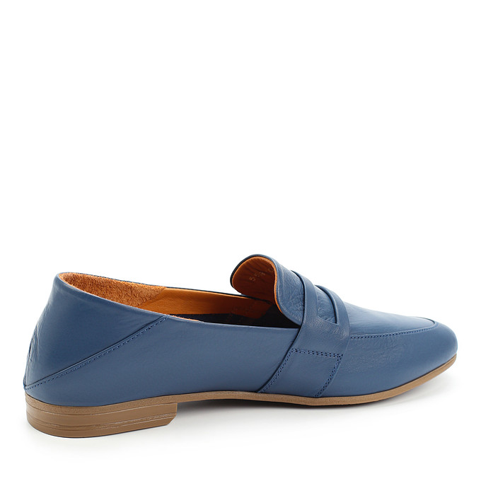 Женские синие туфли с круглым мысом из натуральной кожи  Thomas Munz