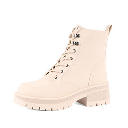 163-42WK-145SR Ботинки женские и.кожа/ворс.ткань св.беж, INSTREET