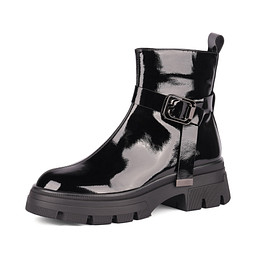 26-42WA-130DR Ботинки женские и.лак/ворс.ткань черн, INSTREET