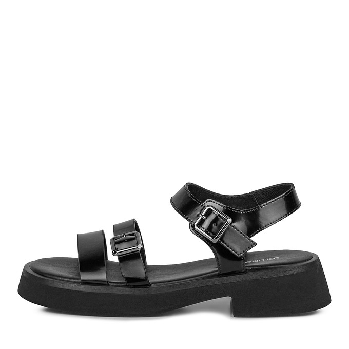Черные кожаные сандалии с широкими ремешками LOLLI|POLLI