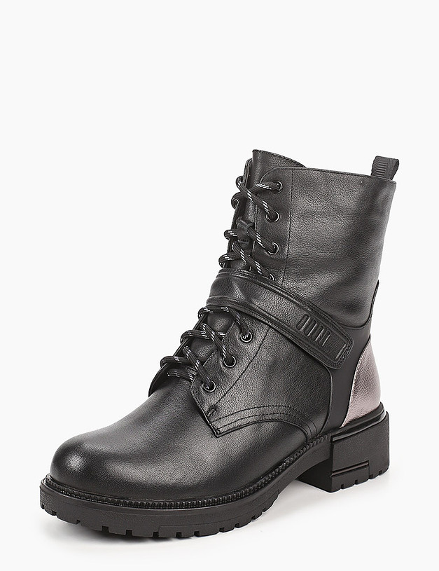 Черные женские ботинки с ремешком MASCOTTE 99-022231-0102 | ракурс 3