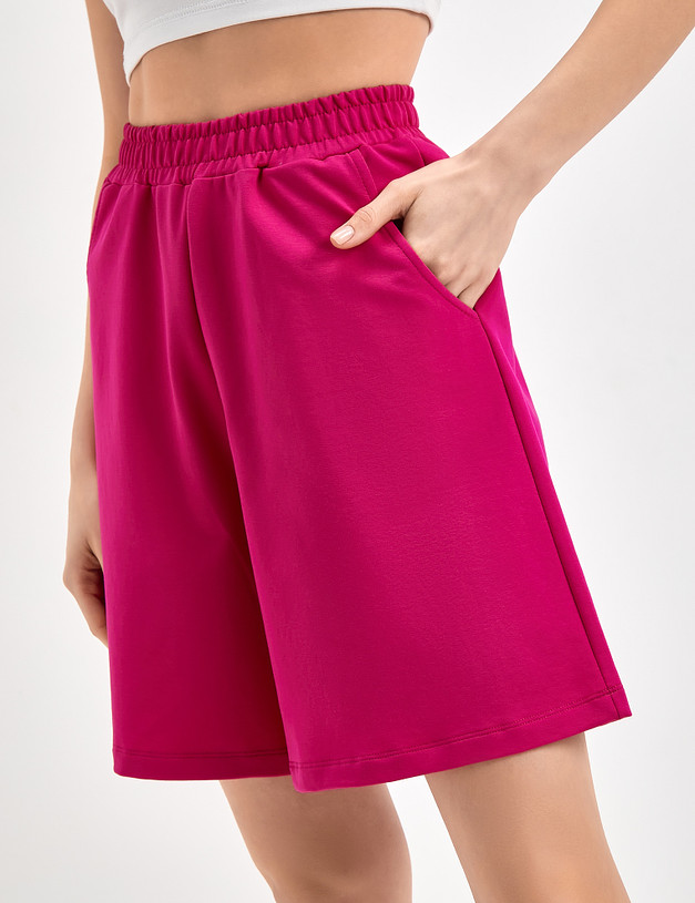 Широкие женские шорты цвета фуксии MASCOTTE 790-3111-2684 | ракурс 5