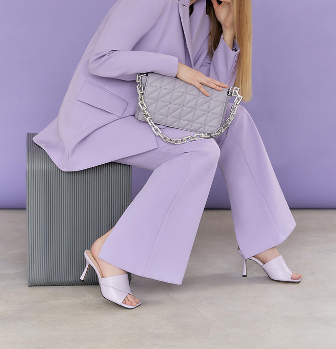 Фиолетовые женские сабо на каблуке с квадратным мысом LOLLI|POLLI