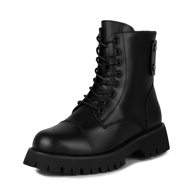 Черные кожаные женские ботинки на шнуровке "Томас Мюнц"