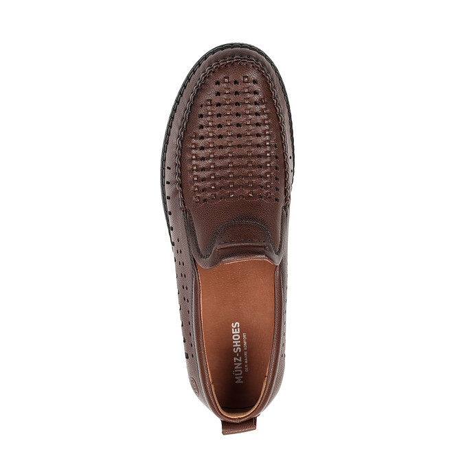 Коричневые мужские летние полуботинки с перфорацией из кожи MUNZ Shoes