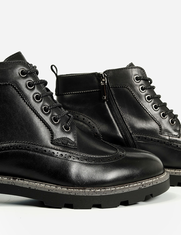 Черные мужские ботинки с перфорацией MASCOTTE 58-1210934-3128M | ракурс 8