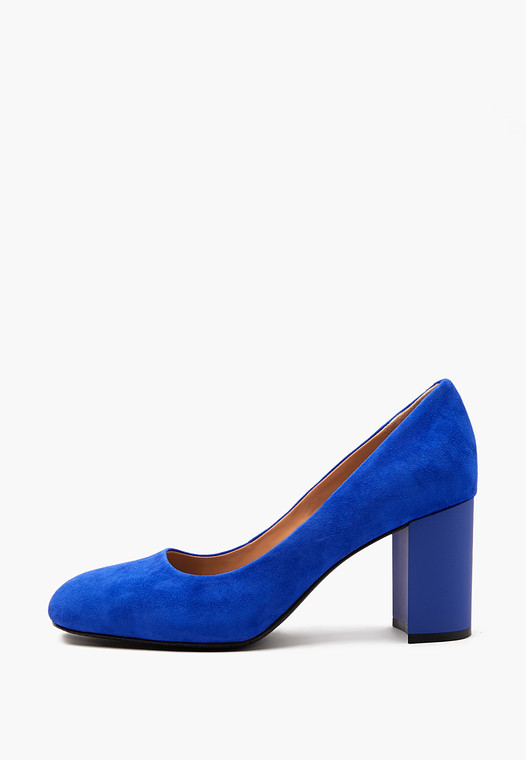 Синие велюровые женские туфли