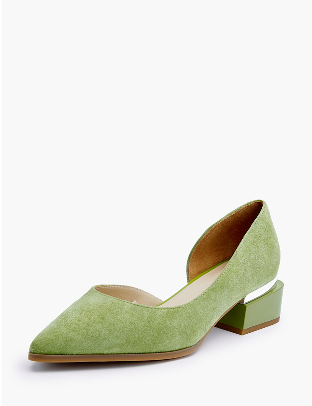 Зеленые велюровые женские туфли MASCOTTE 126-212611-3683M | ракурс 3