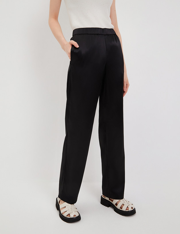 Черные женские атласные брюки MASCOTTE 885-4139-2402 | ракурс 5