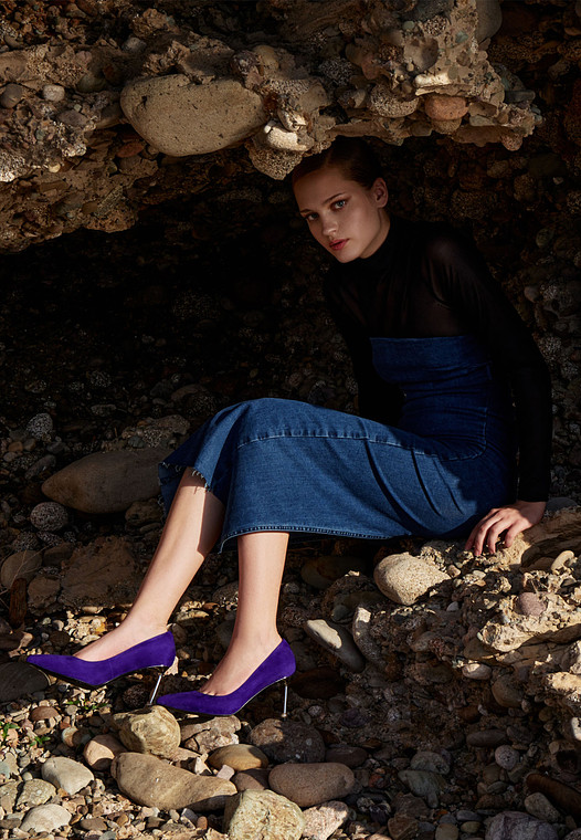 Темно-фиолетовые женские туфли на шпильке
