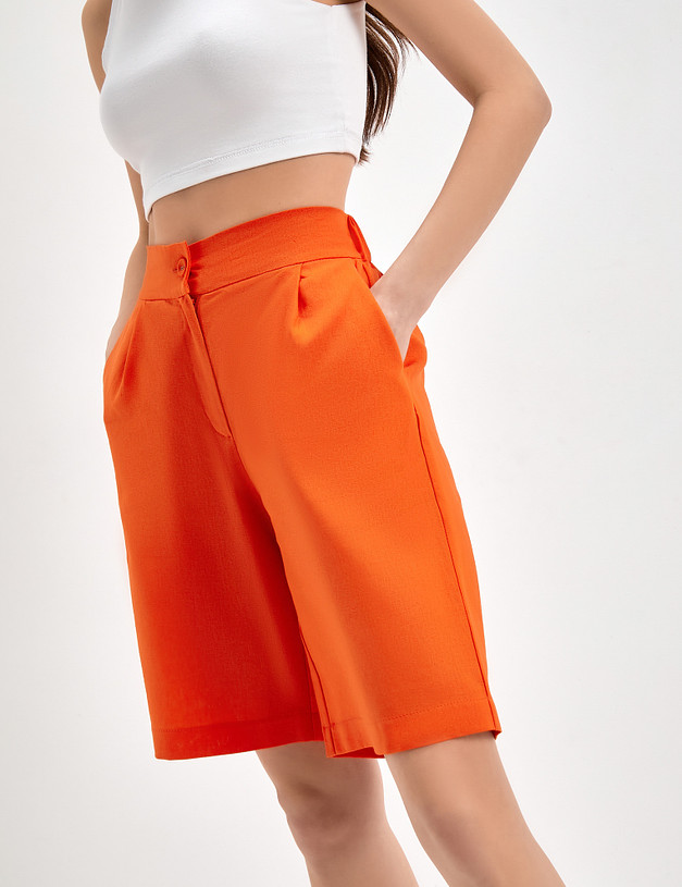 Оранжевые женские шорты из смесового льна MASCOTTE 790-3119-2713 | ракурс 5