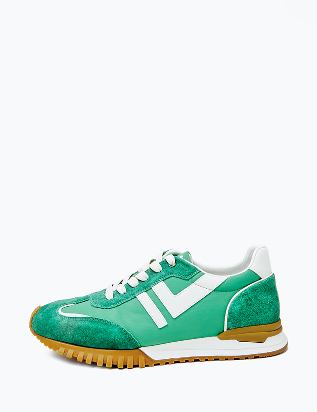 Зеленые мужские кроссовки с велюровыми вставками MASCOTTE 98-413521-0204 | ракурс 1