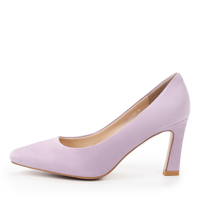 Фиолетовые женские туфли из велюра на фигурном каблуке "Томас Мюнц"