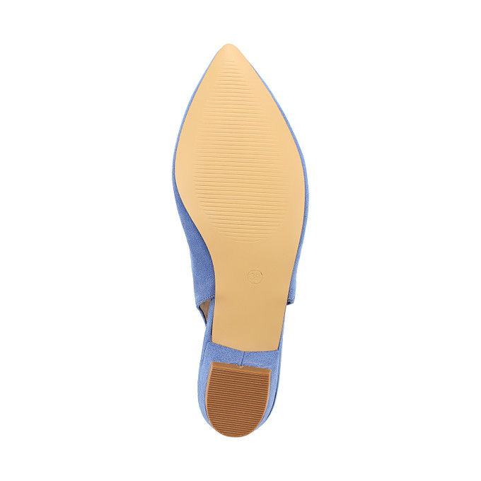 Голубые женские туфли с открытой пяткой на небольшом каблуке «Томас Мюнц»