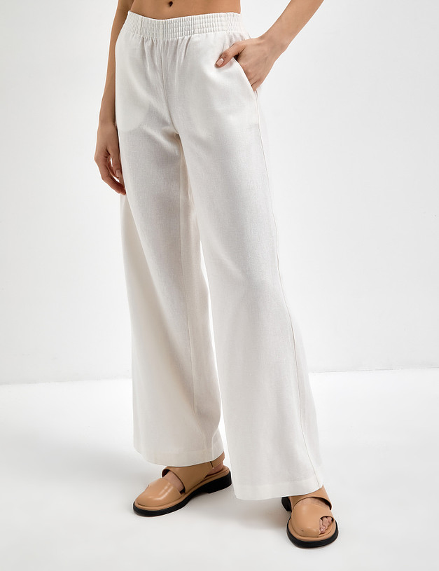 Женские льняные брюки с эластичным поясом MASCOTTE 790-3117-2701 | ракурс 1