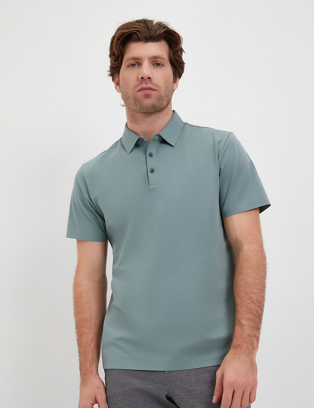 Зеленая мужская футболка-поло MASCOTTE 873-4104-2604 | ракурс 1