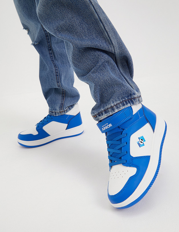 Синие высокие детские кроссовки с липучкой MASCOTTE 18-411622-0603 | ракурс 1