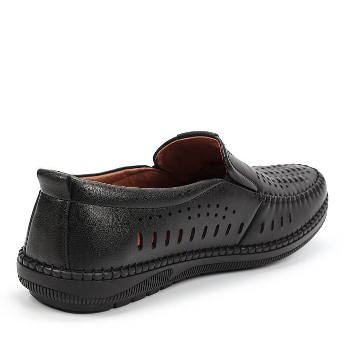 Черные мужские летние полуботинки с перфорацией из кожи MUNZ Shoes