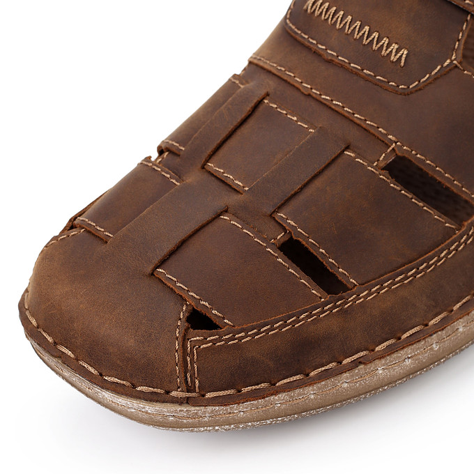 Коричневые полуботинки-сандалии из кожи мужские Rieker
