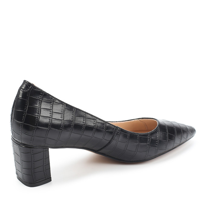 Кожаные черные туфли на устойчивом каблуке Thomas Munz