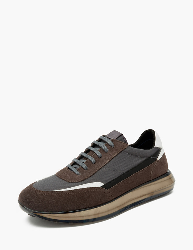 Серые мужские кроссовки с коричневыми вставками MASCOTTE 128-311011-0210 | ракурс 2