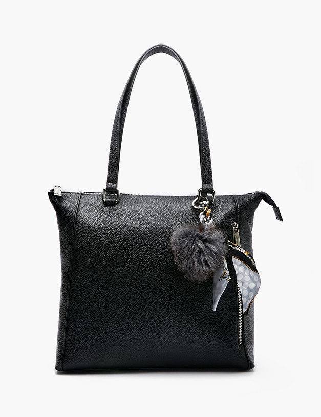 Черная женская сумка с брелком MASCOTTE 604-2208-102 | ракурс 2