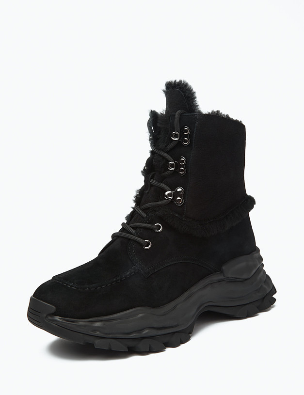 Черные женские зимние ботинки на массивной подошве MASCOTTE 175-3205331-3605M | ракурс 2