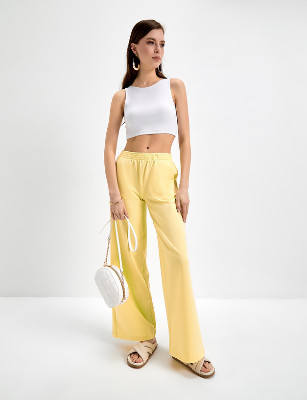 Желтые женские брюки с эластичным поясом MASCOTTE 790-3112-2618 | ракурс 1