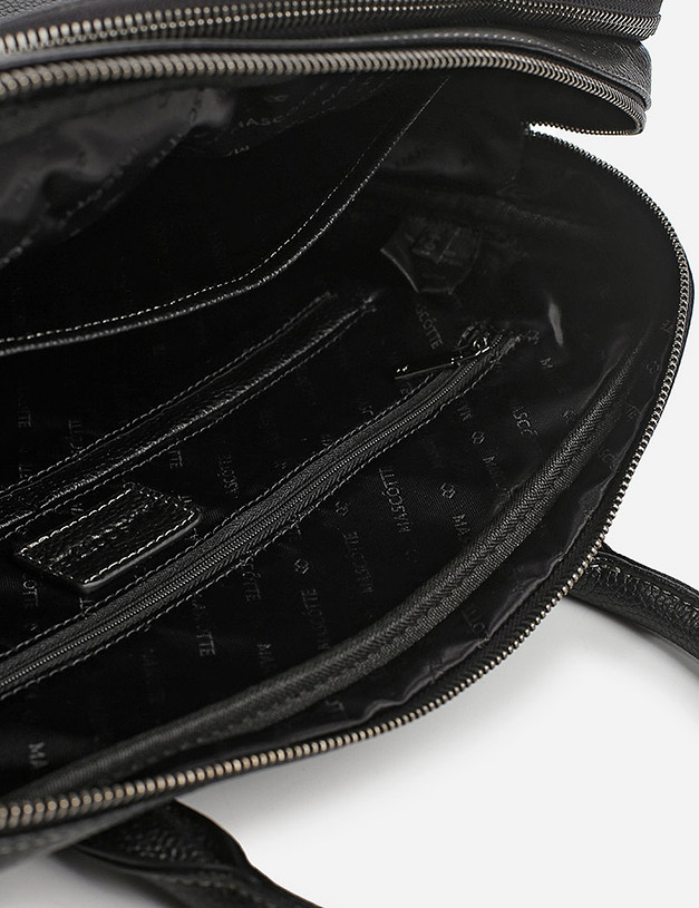 Черный кожаный мужской портфель MASCOTTE 604-0135-102 | ракурс 4