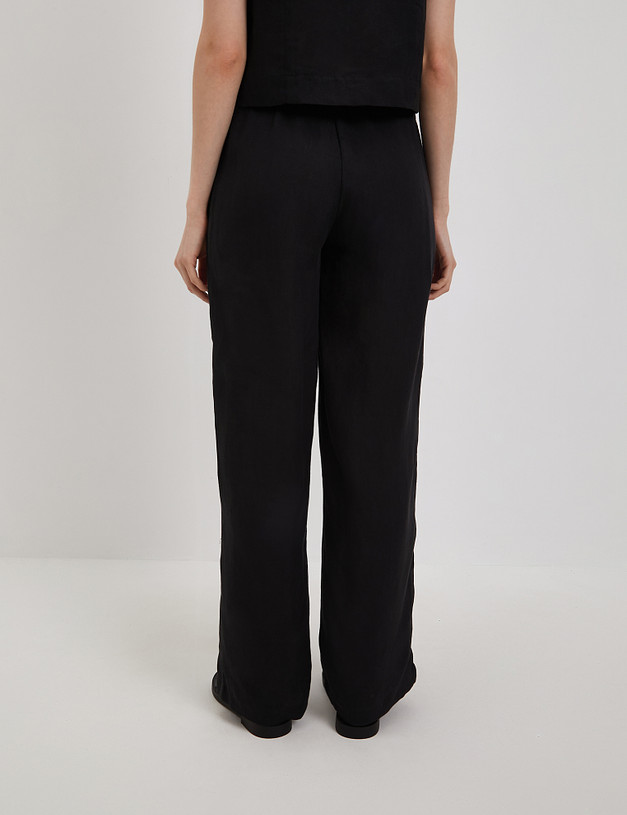 Черные льняные женские брюки MASCOTTE 790-4101-2702 | ракурс 5