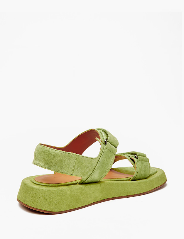 Зеленые велюровые женские сандалии MASCOTTE 172-4121911-4638M | ракурс 4