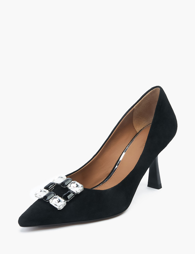 Черные велюровые женские туфли MASCOTTE 172-210113-3605M | ракурс 3