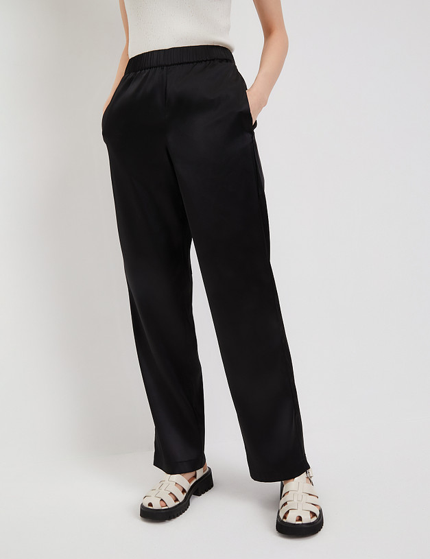 Черные женские атласные брюки MASCOTTE 885-4139-2402 | ракурс 1