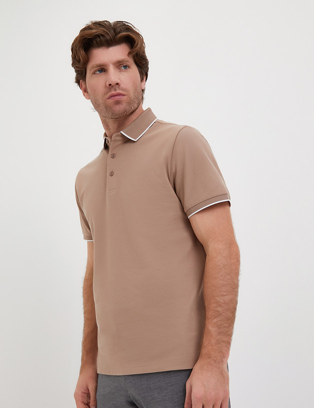 Бежевая мужская футболка-поло MASCOTTE 873-4103-2608 | ракурс 1
