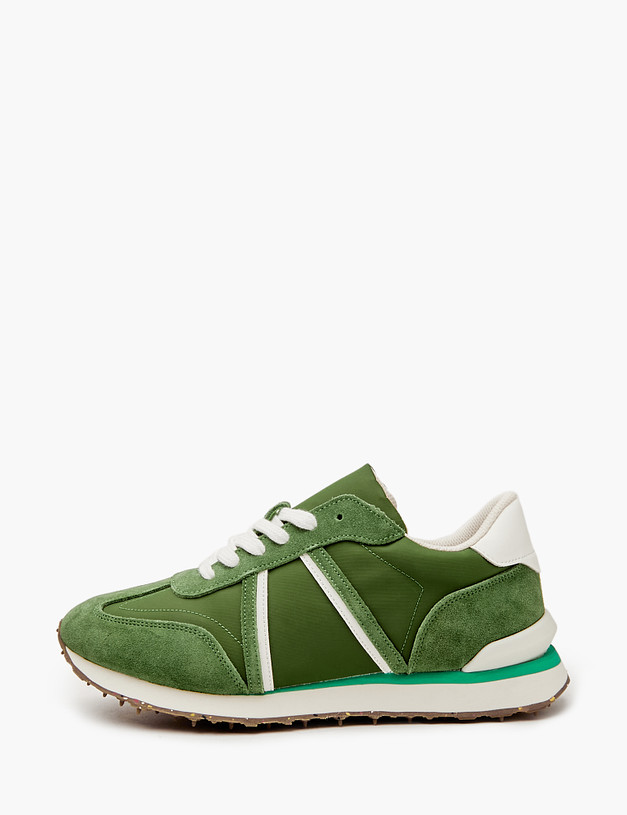 Зеленые мужские кроссовки из текстиля и велюра MASCOTTE 128-4191121-0204 | ракурс 1