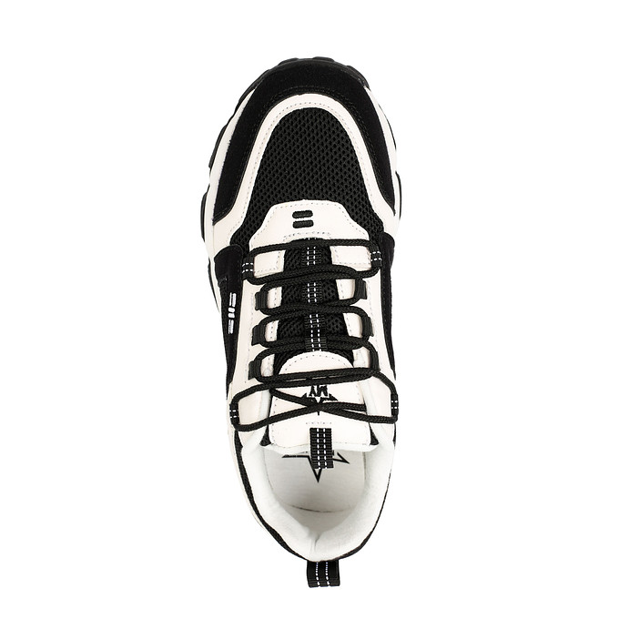 Черные кроссовки для мальчика с белыми вставкам из текстиля на высокой подошве MUNZ YOUNG