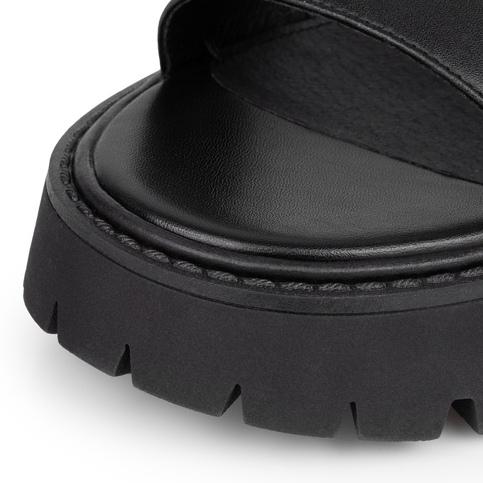 Черные кожаные сандалии с текстильными вставками и застежкой на липучку «Томас Мюнц»