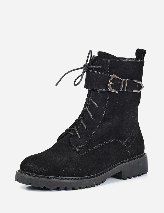 Черные велюровые женские ботинки MASCOTTE 99-9240835-3205M | ракурс 2